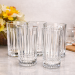 12 Pieces Ribbed Water Glass Set – Clear