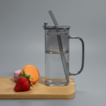 Premium Glass Water Mug with Reusable Straw
