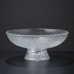 Textured Glass Serving Bowl with Pedestal Base – Clear