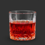 Heavy Base Whisky Glass – Red Tint Finish (300 ml)